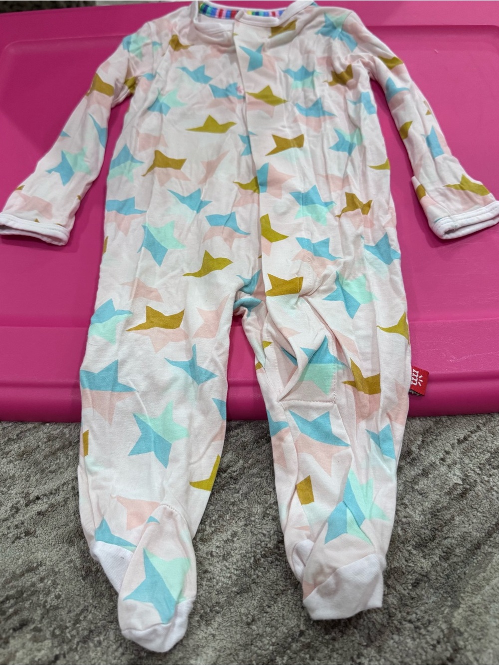 Magnetic Me Pastel Star Footed One-Piece Pajamas - Sz 0-3 months